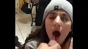 he sucks from a distance and they cum on her face